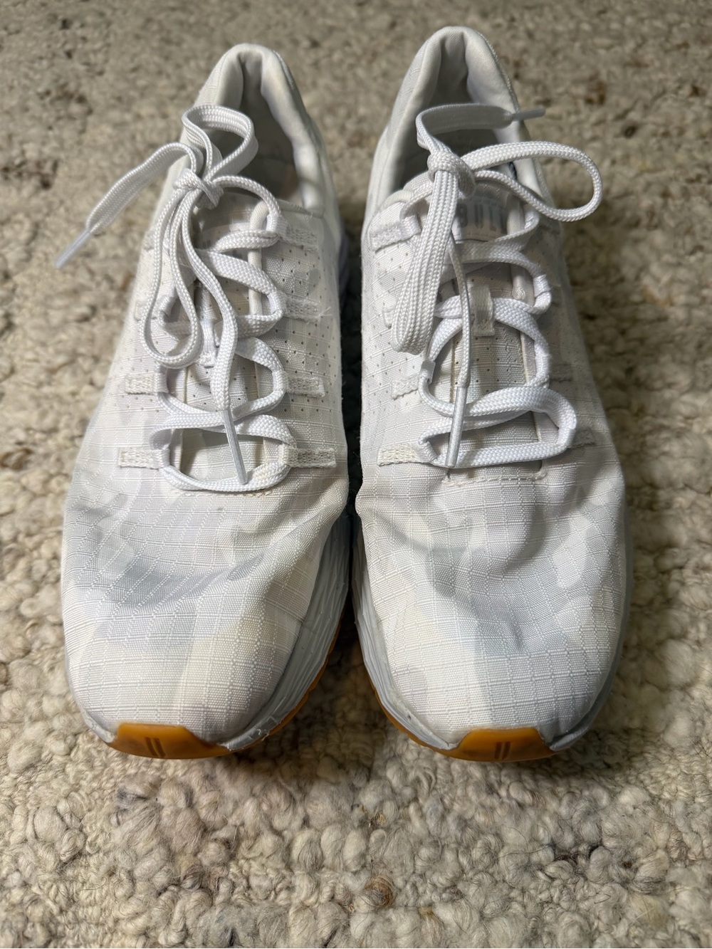 NOBULL White Camo Women's Athletic Sneakers with Gum Toe Accent